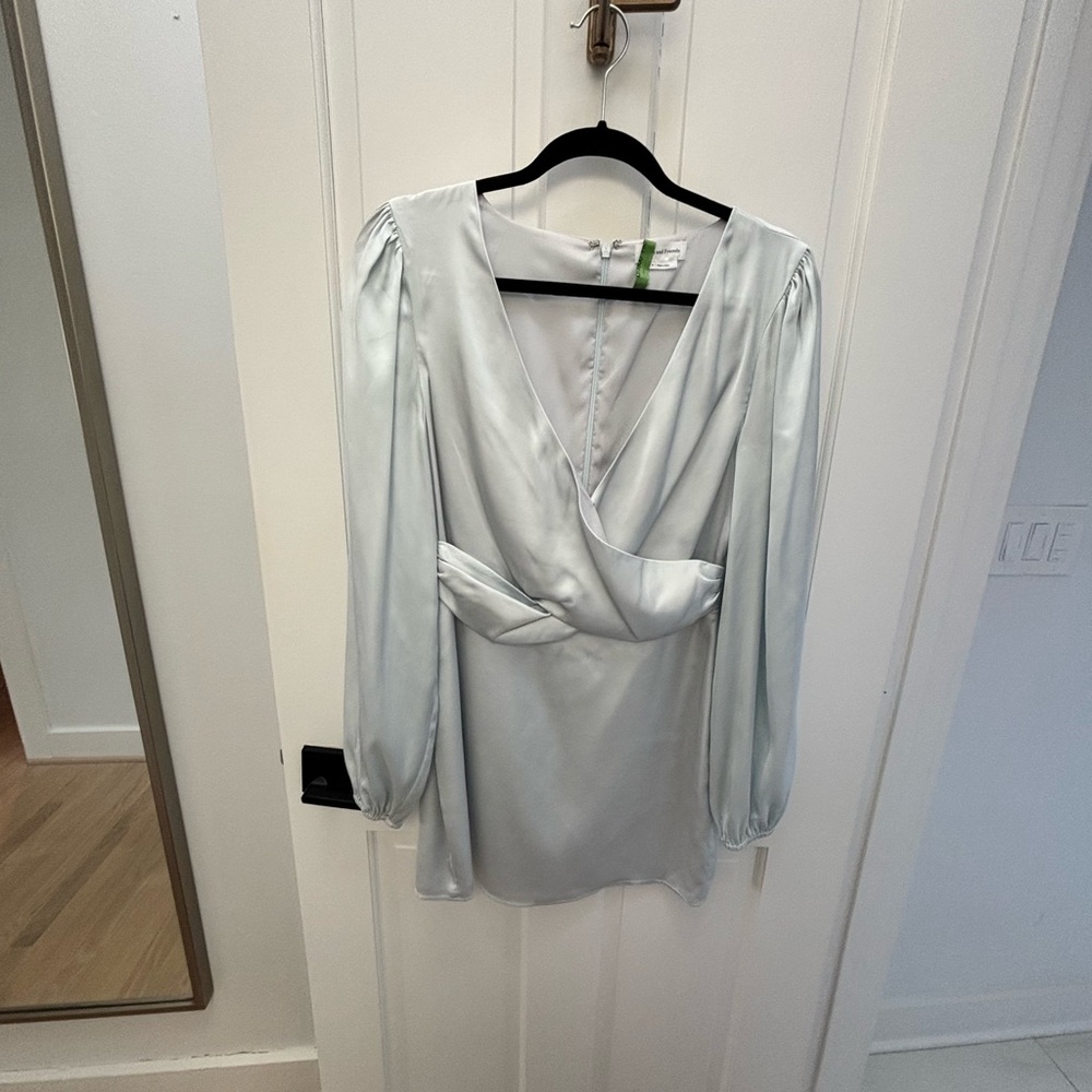 Lovers + Friends Light Blue Wrap Blouse